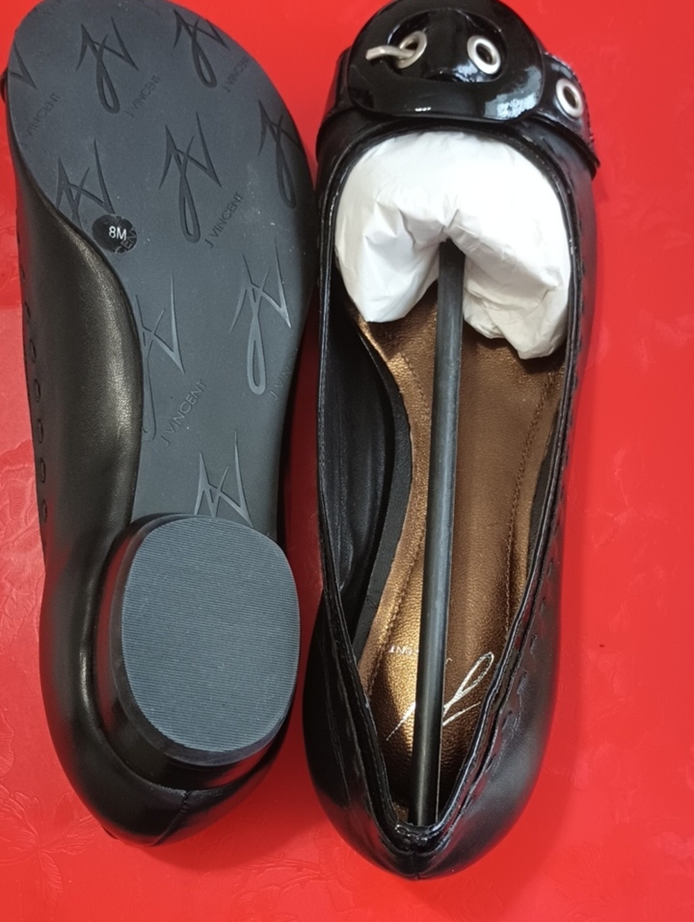 J Vincent Black Patent Leather Flats - 8M women - NWoT - Picture 2 of 12